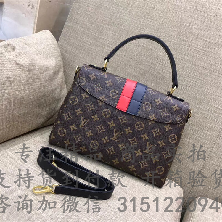 顶级高仿LV老花拼色手提包 M43778 Georges 中号手袋