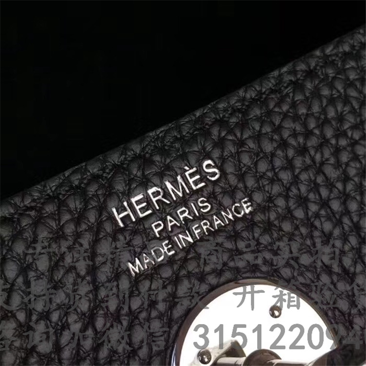 顶级高仿Hermes手提枕头包 爱马仕黑色Lindy 手袋30CM