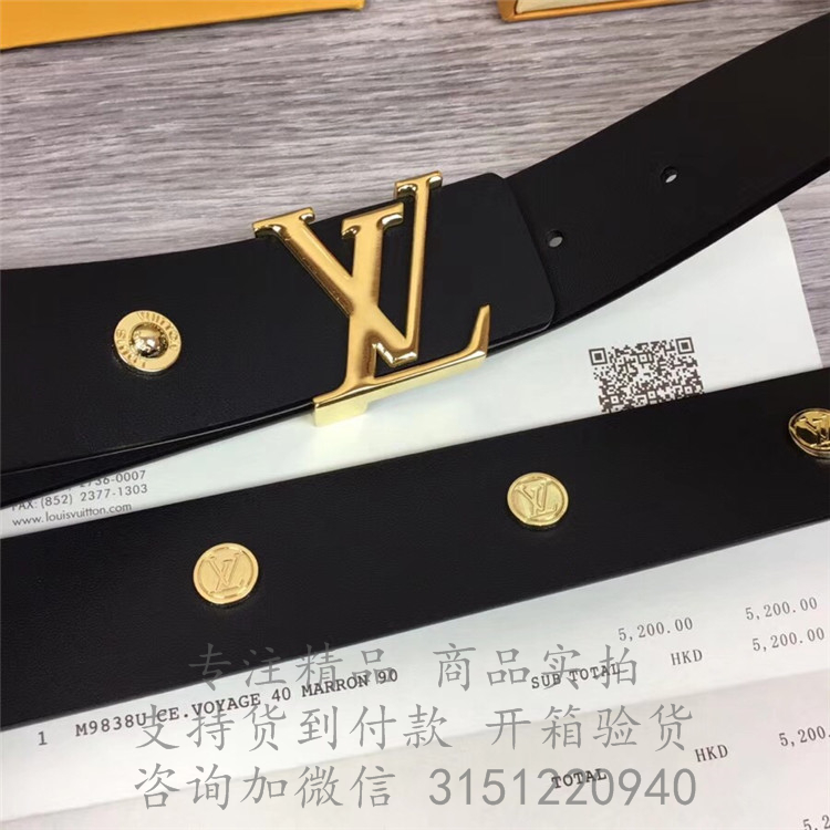 LV字母扣皮带 M0063U 金色铆钉Iconic 腰带，35毫米