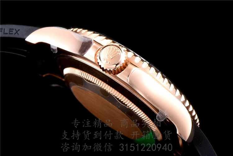 Rolex游艇名仕型 116655黑色表盘 劳力士永恒玫瑰金皮带40MM