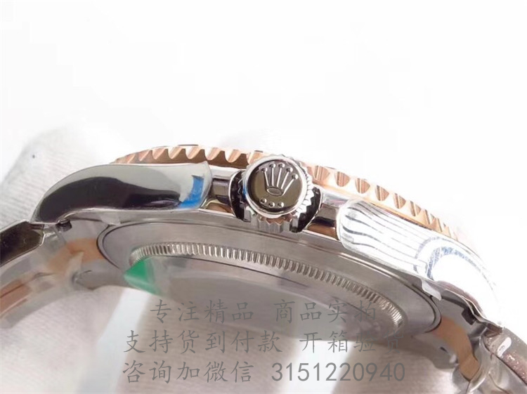 Rolex游艇名仕型 116621黑色表盘 劳力士永恒玫瑰金间金蚝式钢40MM