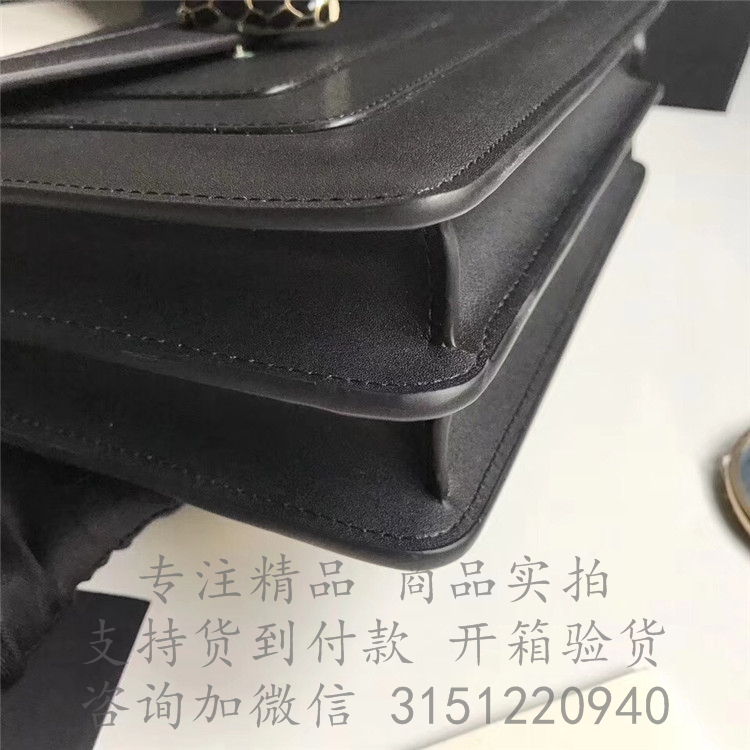 Bvlgari经典链条蛇头包 37888黑色 Serpenti forever系列中号斜跨链条蛇头翻盖包