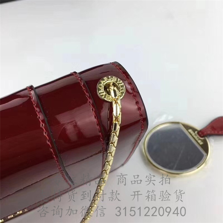 Bvlgari斜跨蛇头包 282180宝红色 Serpenti forever系列漆皮斜跨蛇头翻盖小包