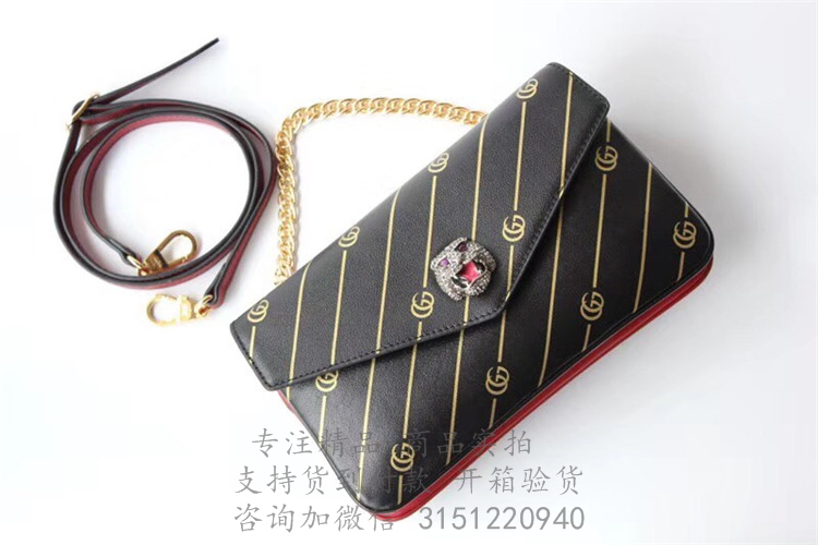 Gucci拉链肩背包 524822 黑色/红色中号双面肩背包