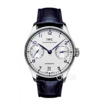 高仿IWC葡萄牙系列计时腕表 IW500107 白色表盘皮带自动机械手表