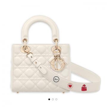 Dior戴妃包 4格菱格定制款 白色性化定制“MY LADY DIOR”手提包