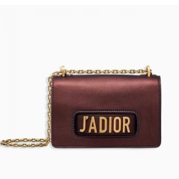 Dior链条盒子包 M9000 J'ADIOR酒红色粒面触感小牛皮翻盖式手提包