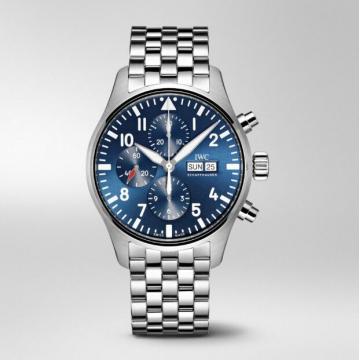 IWC飞行员计时腕表“安东尼·圣艾修佰里”特别版 IW377717 星期日期显示6指针蓝色表盘钢带机械手表