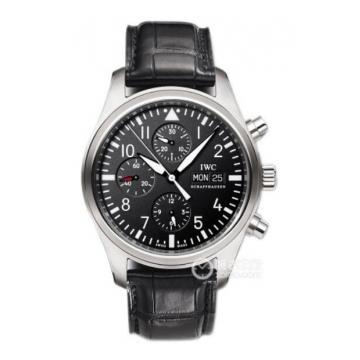 IWC飞行员计时腕表 IW371701 日期星期显示6指针黑色表盘机械手表