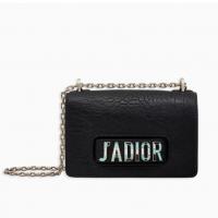 Dior链条盒子包 M9000 J'ADIOR黑色CANYON粒面触感小羊皮翻盖式手提包