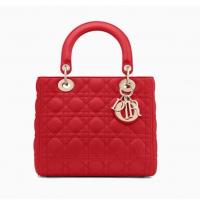 Dior戴妃包 44550 经典5格LADY DIOR红色藤格纹小羊皮手提包