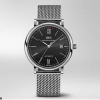 IWC柏涛菲诺自动腕表 IW356506 银色3指针黑色表盘钢带机械手表