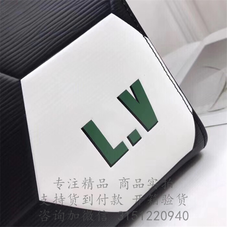 LV旅行袋 M52187 世界杯系列黑色水波纹 KEEPALL 50 旅行袋（配肩带）