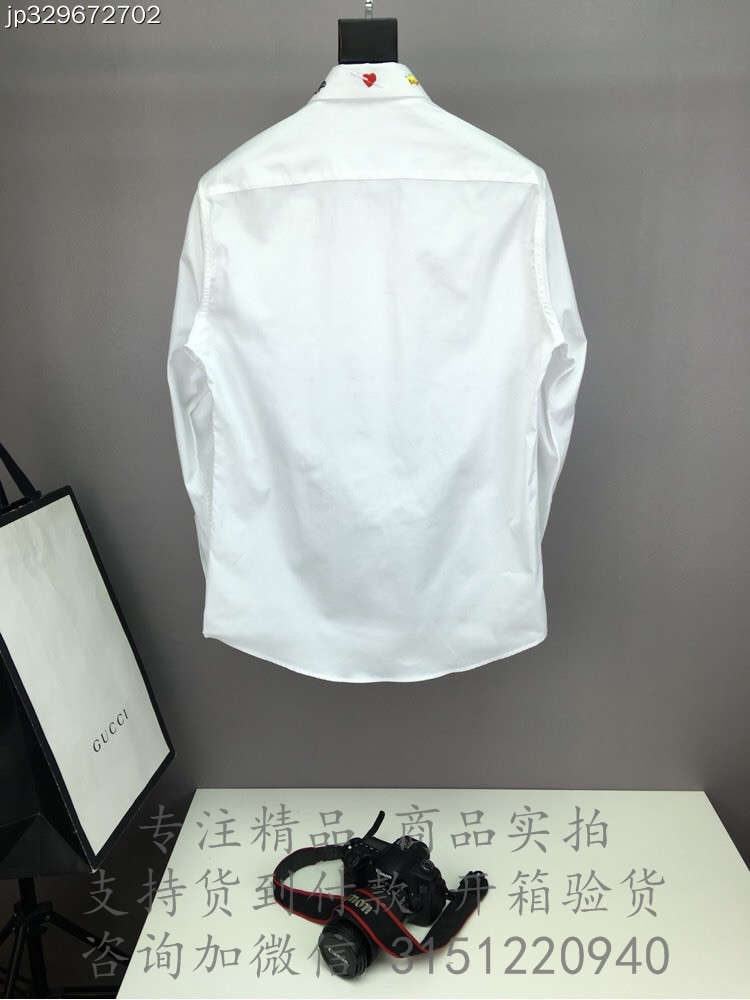 Gucci休闲衬衫 523500 白色标志棉衬衫