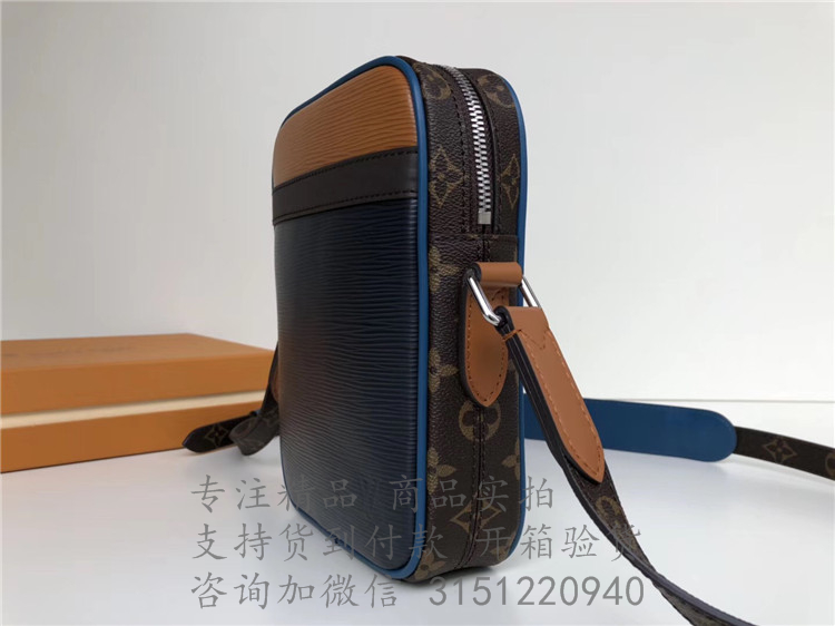 LV斜跨小包 M51459 拼色水波纹配老花 DANUBE SLIM 手袋