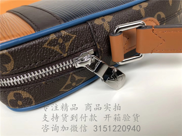 LV斜跨小包 M51459 拼色水波纹配老花 DANUBE SLIM 手袋