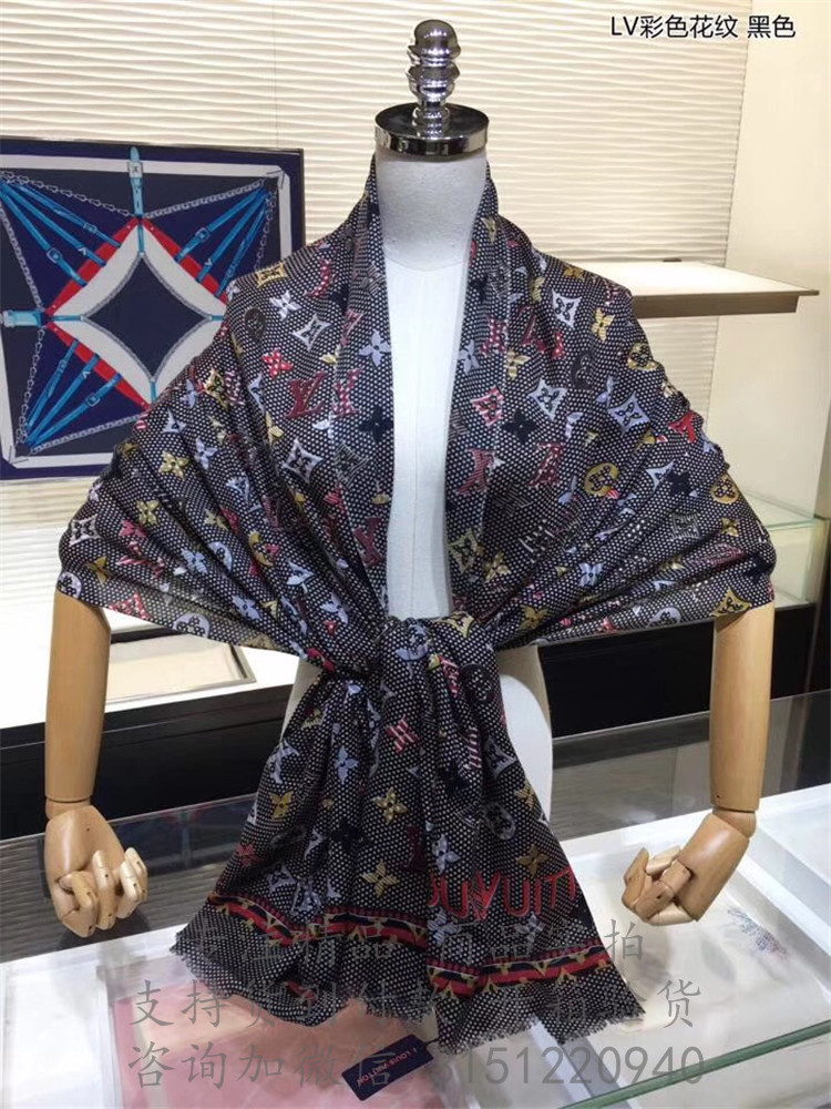 LV围巾 M70830 黑色POP MONOGRAM 长围巾