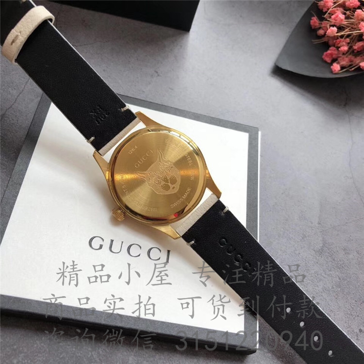 Gucci石英表YA1264062 508651 白色表盘飞蛾印花G-Timeless腕表, 38毫米