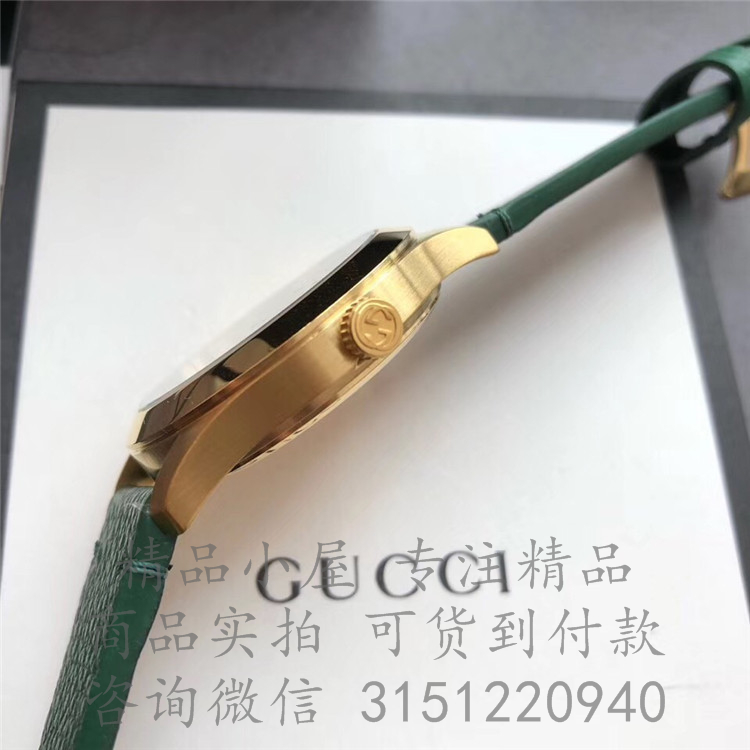 Gucci石英表YA1264065 508721 绿色表盘蜜蜂印花G-Timeless腕表, 38毫米
