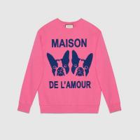Gucci卫衣 469250 粉红色饰Bosco和Orso及“Maison de l'Amour”超大造型卫衣