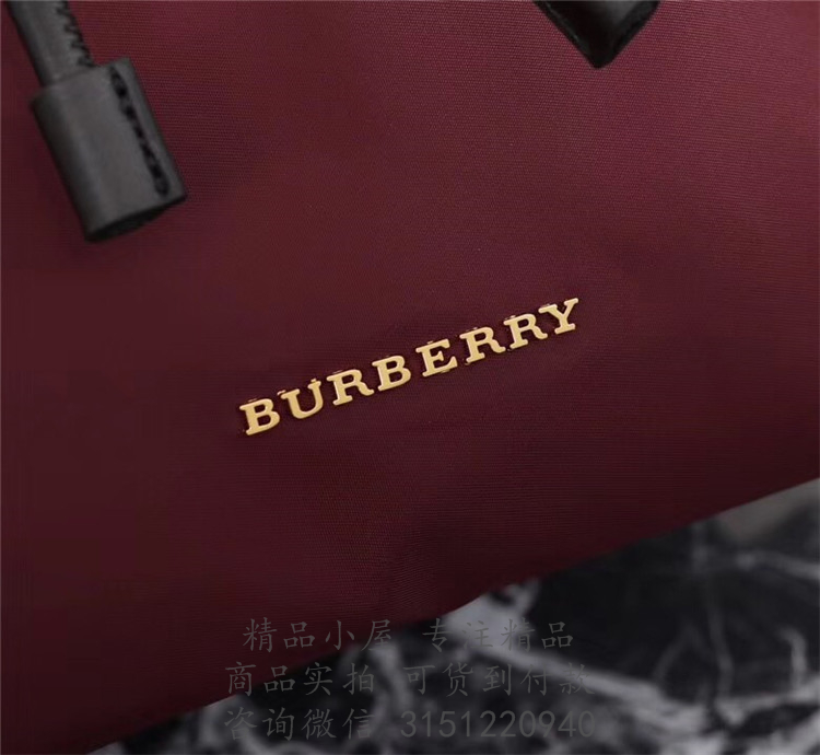 Burberry尼龙双肩包 40166211 酒红色The Rucksack - 中号功能性尼龙拼皮革军旅背包