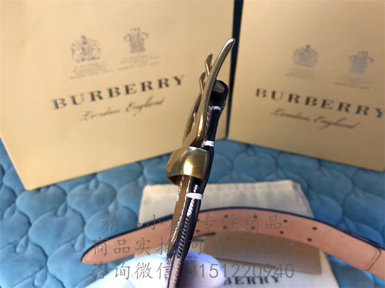 Burberry针扣皮带 40627771 棕色缉明线装饰 House 格纹皮带