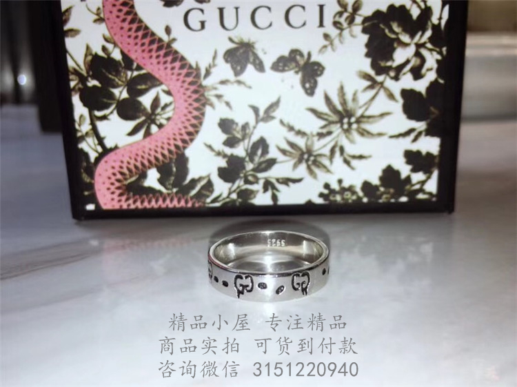 Gucci精仿戒指 455318 GucciGhost纯银戒指