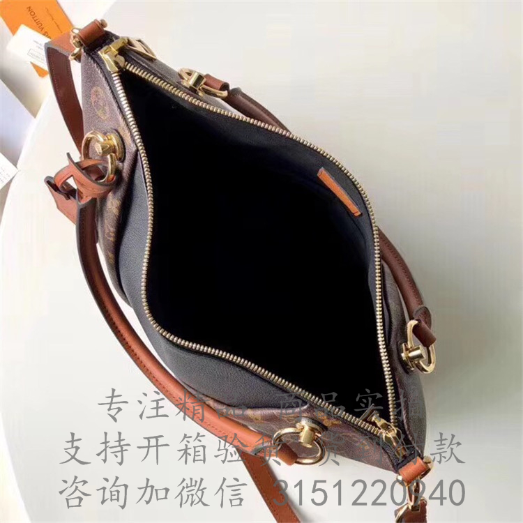 LV手提包 M43948 黑色皮配老花 V Tote 中号手袋