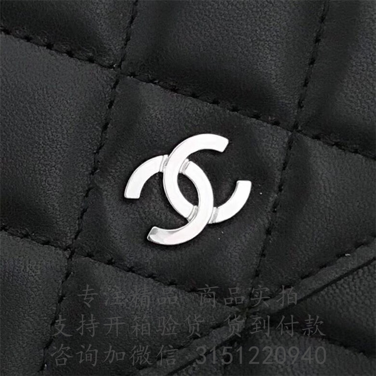 Chanel链条钱包 A33814 黑色菱格羊皮经典链条钱包