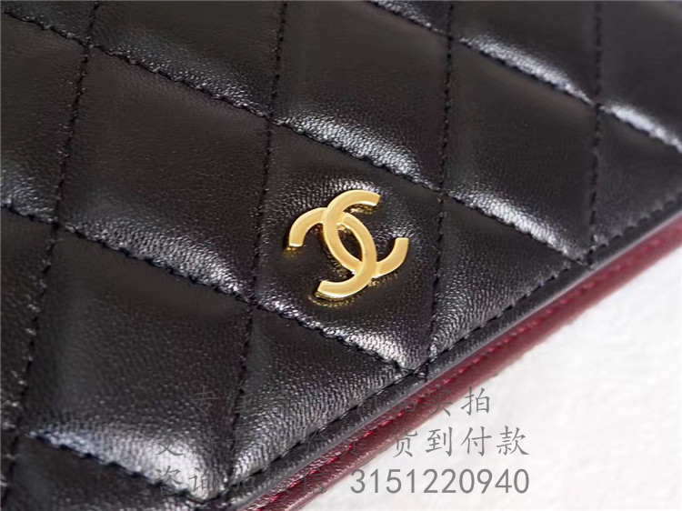 Chanel长款二折钱包 A31509 黑色菱格羊皮经典二折钱包