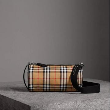 Burberry圆筒包 40766351 The Barrel - 小号 Vintage 格纹拼皮革巴瑞尔包