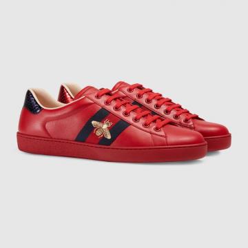 Gucci小白鞋 ‎429446 红色Ace系列蜜蜂刺绣运动鞋