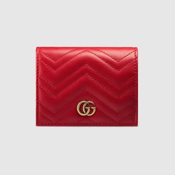 Gucci零钱包 466492 红色GG Marmont系列卡片夹