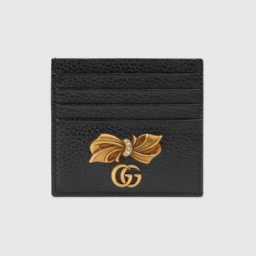 Gucci小卡夹 ‎524305 黑色蝴蝶结皮革卡包