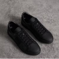 Burberry休闲鞋 40540291 黑篮色London 格纹拼皮革运动鞋