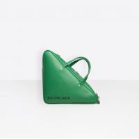 巴黎世家手提包 绿色小号三角形DUFFLE手袋