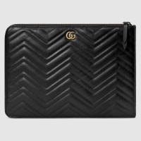 Gucci大号手包 523397 黑色GG Marmont系列绗缝文件袋