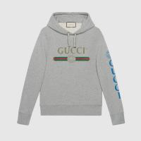 Gucci纯棉卫衣 475374 灰色祥龙Gucci标识卫衣