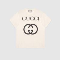 Gucci纯棉T恤 539081 白色饰互扣式G超大造型T恤