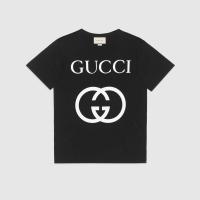 Gucci纯棉T恤 493117 黑色饰互扣式G超大造型T恤