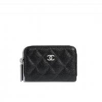 Chanel小零钱包 A69271 黑色颗粒纹菱格经典零钱包