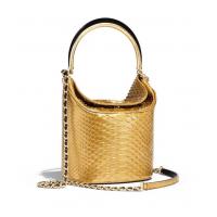 Chanel手提桶包 A57861 金黄色蟒蛇纹迷你水桶包