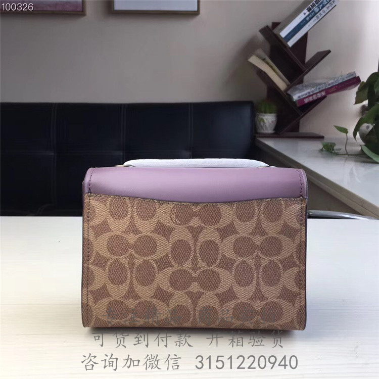 Coach链条包 30591 浅紫色蔻驰小号拼色经典标志帆布PARKER 18 手袋