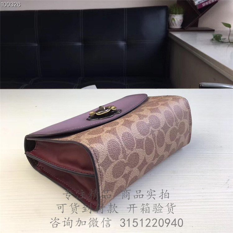 Coach链条包 30591 浅紫色蔻驰小号拼色经典标志帆布PARKER 18 手袋