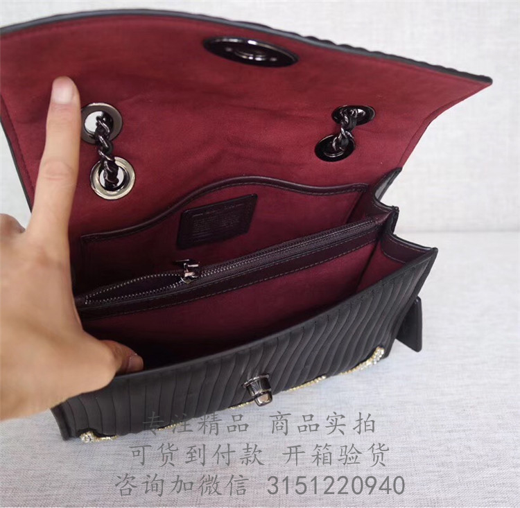 Coach链条包 31029 黑色蔻驰中号绗缝和水晶装饰PARKER手袋