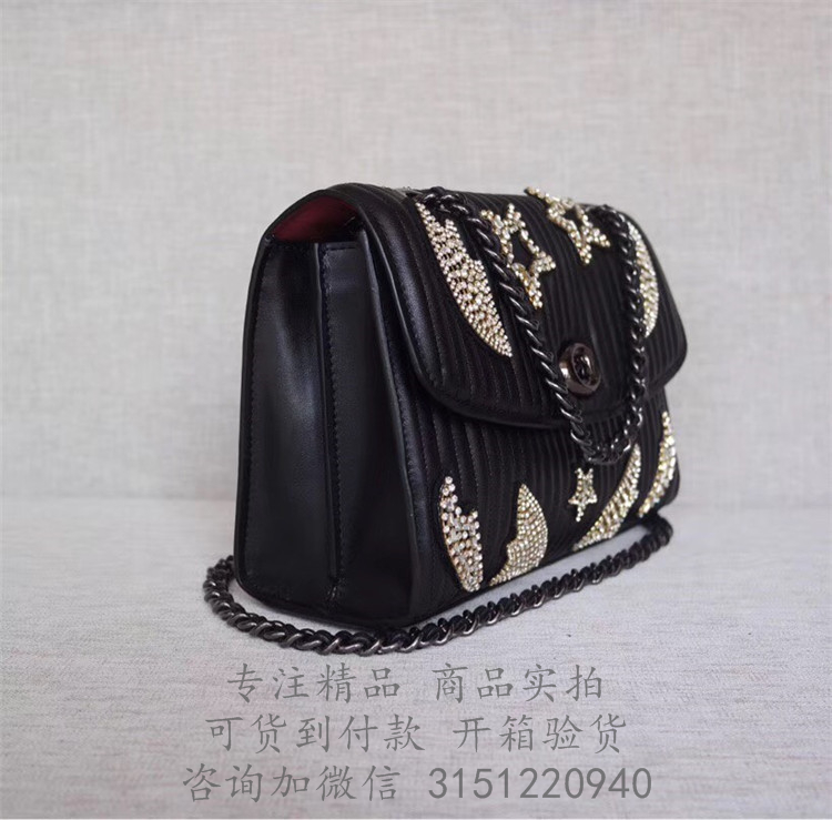 Coach链条包 31029 黑色蔻驰中号绗缝和水晶装饰PARKER手袋