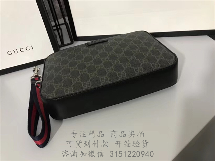 Gucci手拿包 495562 灰黑色高级人造帆布男士手拿包