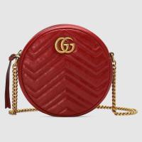 Gucci圆形包 ‎550154 大红色GG Marmont系列圆形迷你肩背包