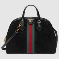 Gucci贝壳包 524533 黑色Ophidia系列中号手提包