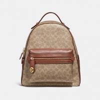 Coach双肩背包 32754 棕色蔻驰中号经典标志帆布CAMPUS双肩包